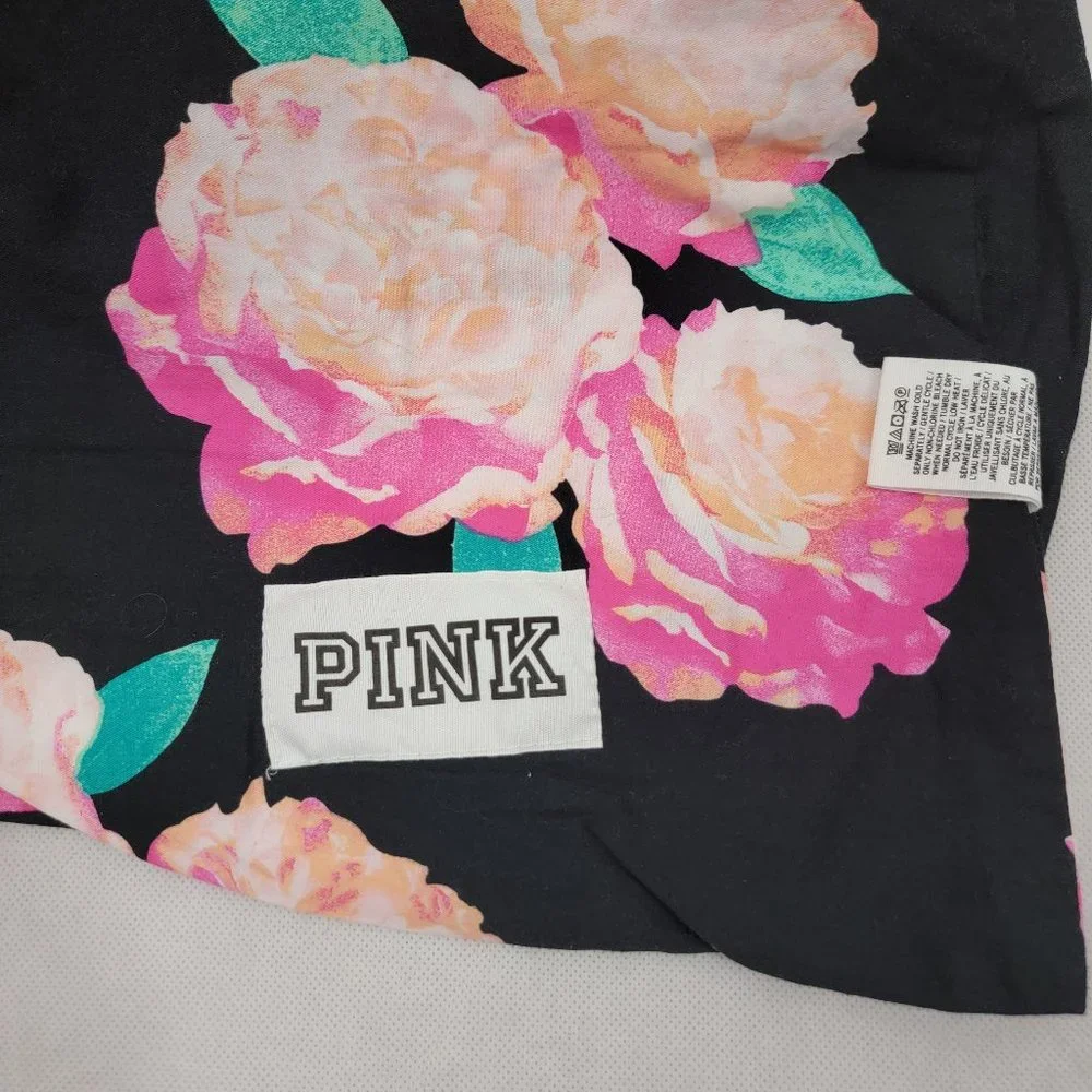 PINK Victorias Secret TWIN Duvet Cover Black Pink Roses Floral